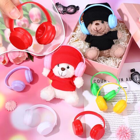 7 Pcs Miniature Headphones for 17 cm Doll Multiple Colors Cute Doll Dress up Headphones Toy Costume Accessories for 15 - 18cm Dolls in Saudi Arabia