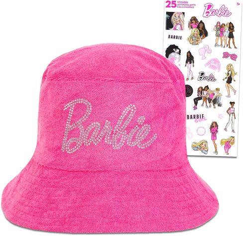 Barbie Bucket Hat Set - Fashion Bundle with Terry Bucket Hat Plus Stickers | Barbie Accessories Pack for Kids and Adults in Saudi Arabia
