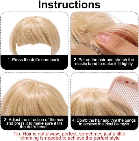 Tiny Doll Wig, High-Temperature Fiber Hairpiece Cute Kawaii Doll Wig Hair Accessory for DIY 6.7in Collectible Figures Display Party Decoration (Rose Gold) in Saudi Arabia