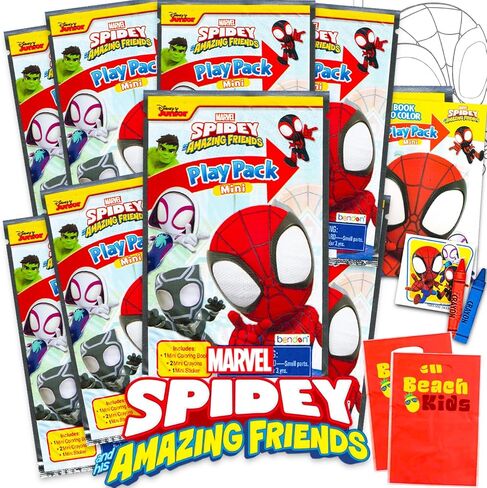 Marvel 8 Pc Spidey and His Amazing Friends Mini Party Favors Set - Bundle 8 Play Packs with Mini Coloring Books, Stickers, and Goodie Bags | Spidey Birthday Party Supplies Decorations in Saudi Arabia