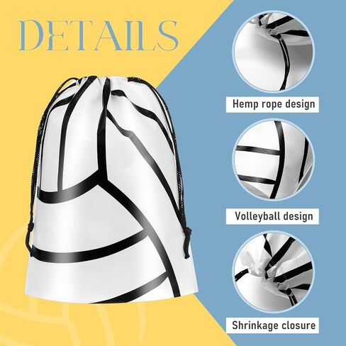 Silkfly 50 Pack Volleyball Snack Drawstring Bags Small Volleyball Snack Plastic Goodie Gift Bags Party Favor for Sport Party Supplies, 6 x 8 Inch(Volleyball) in Saudi Arabia