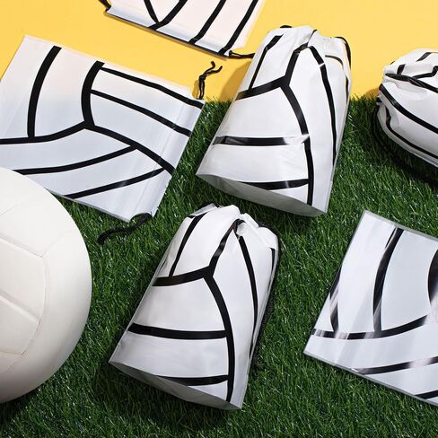 Silkfly 50 Pack Volleyball Snack Drawstring Bags Small Volleyball Snack Plastic Goodie Gift Bags Party Favor for Sport Party Supplies, 6 x 8 Inch(Volleyball) in Saudi Arabia
