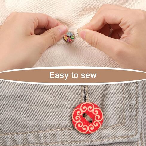 300Pcs Vintage Wooden Buttons for Crafts, Assorted Floral Patterns Decorative Buttons 1.5cm/0.59 Inch Double Hole Round Small Button for DIY Craft Sewing Knitting Crocheting in Saudi Arabia