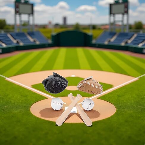 1/12 Scale Miniature Baseball Set (Bat, Glove and Ball),Black Cake Toppers and Dollhouse Accessories,Mini Sports Decor for Desktop Display, DIY Crafts and Collectible Figurines in Saudi Arabia