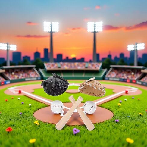 1/12 Scale Miniature Baseball Set (Bat, Glove and Ball),Black Cake Toppers and Dollhouse Accessories,Mini Sports Decor for Desktop Display, DIY Crafts and Collectible Figurines in Saudi Arabia