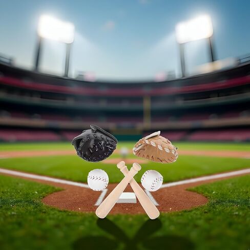 1/12 Scale Miniature Baseball Set (Bat, Glove and Ball),Black Cake Toppers and Dollhouse Accessories,Mini Sports Decor for Desktop Display, DIY Crafts and Collectible Figurines in Saudi Arabia