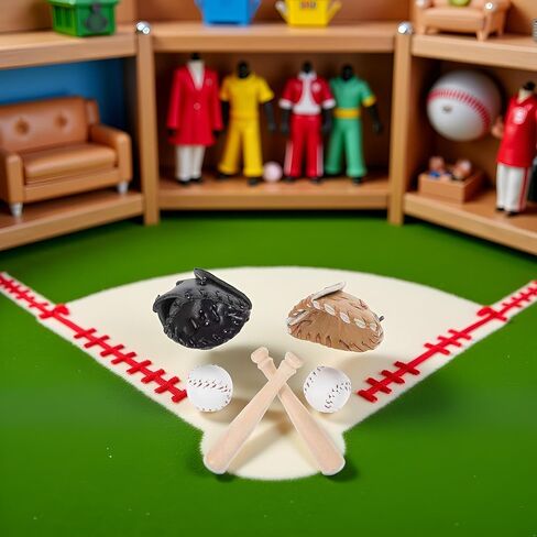 1/12 Scale Miniature Baseball Set (Bat, Glove and Ball),Black Cake Toppers and Dollhouse Accessories,Mini Sports Decor for Desktop Display, DIY Crafts and Collectible Figurines in Saudi Arabia