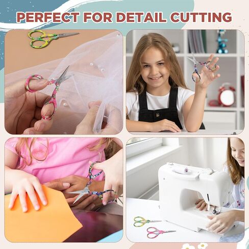 3.6 Inch Embroidery Scissors with Artificial Leather Cover Stainless Steel Vintage Craft Scissors for Crafting Threading DIY Needlework Art Manual Handicraft(8 Pcs,Colorful) in Saudi Arabia