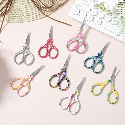 3.6 Inch Embroidery Scissors with Artificial Leather Cover Stainless Steel Vintage Craft Scissors for Crafting Threading DIY Needlework Art Manual Handicraft(8 Pcs,Colorful) in Saudi Arabia