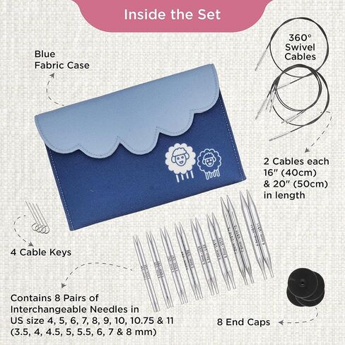 KnitPro Nova Regal Interchangeable Needle Set 4" (10cm) | 11 US Sizes (2.5 to 11) in Saudi Arabia