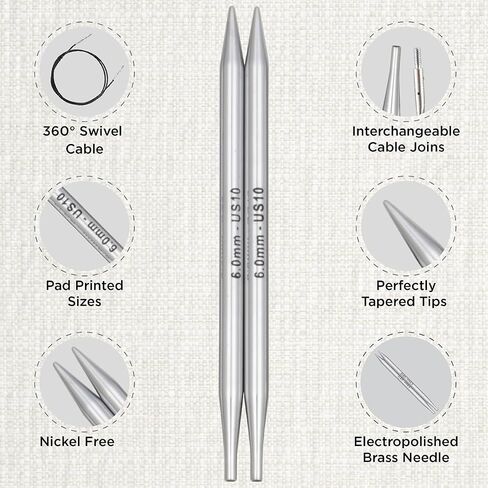 KnitPro Nova Regal Interchangeable Needle Set 4" (10cm) | 11 US Sizes (2.5 to 11) in Saudi Arabia