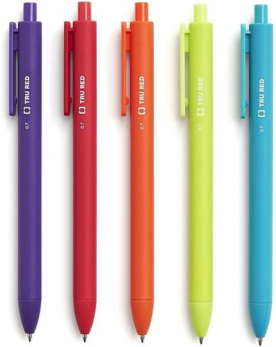 STAPLES TRU RED Retractable Quick Dry Gel Pens Med Point 0.7mm Asst 5/Pk (TR54497) in Saudi Arabia