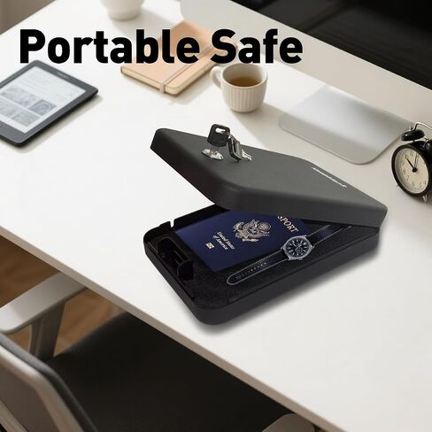 Pistol, portable travel firearm safe, pistol lockbox, car firearm safe with key lock, black in Saudi Arabia