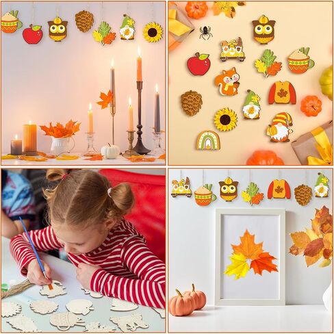 Jellyarch 36 PCS Halloween Wood Cratouts for Kids ، Halloween Pumpkin Skull Bat Ghost Blank Slice غير المكتمل شريحة شكل خشبي ، DIY Paint Paint الحلي المعلقة للبنين Girls School Party Decor in Saudi Arabia