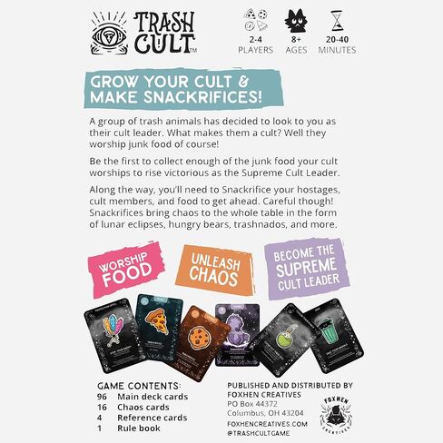 Trash Cult - مجموعة بطاقة مجموعة ، خذ تلك الإدارة اليدوية ، تصبح زعيم العبادة الأعلى ، تحت عنوان الحيوانات ، سن 8+ ، 2-4 لاعبين in Saudi Arabia