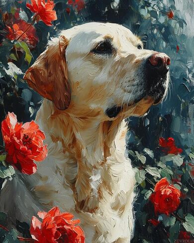 ZUVRDIAI DIY Paint by Numbers for Adults Beginner, Loyal Labrador Retriever Fetching, Paint by Numbers Kit Dog Painting by Numbers for Adults, 16 x 20Inch in Saudi Arabia