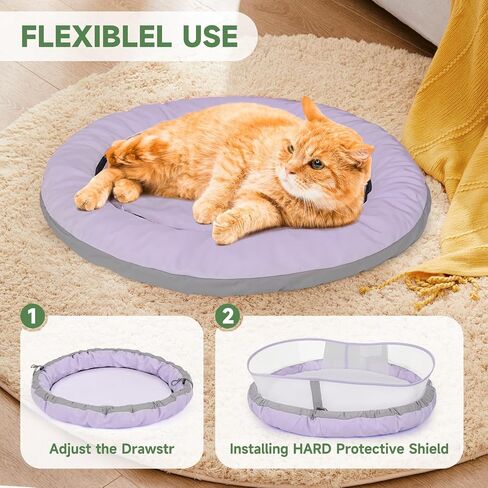 Cat Bed Kitten Bed, Round Donut Pet Bed Gift for Cats, Puppy, Small Dog, Calming Fluffy Cat Couch Sofa with Hard Protective Shieldfor Indoor Outdoor (Blue，18 Inches) in Saudi Arabia