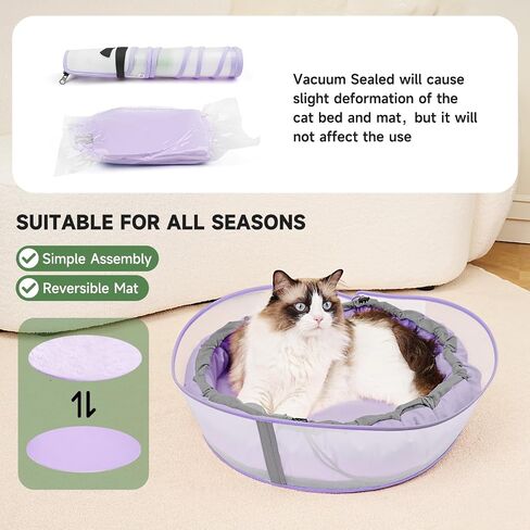 Cat Bed Kitten Bed, Round Donut Pet Bed Gift for Cats, Puppy, Small Dog, Calming Fluffy Cat Couch Sofa with Hard Protective Shieldfor Indoor Outdoor (Blue，18 Inches) in Saudi Arabia