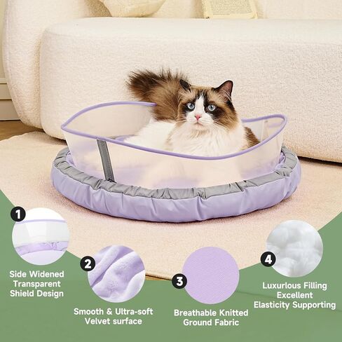 Cat Bed Kitten Bed, Round Donut Pet Bed Gift for Cats, Puppy, Small Dog, Calming Fluffy Cat Couch Sofa with Hard Protective Shieldfor Indoor Outdoor (Blue，18 Inches) in Saudi Arabia