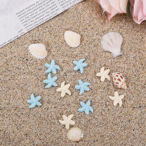 60pcs ميني راتنجات النجوم السائبة ، الحلي الصغيرة النجمة المصغرة الصغيرة الصغيرة الصغيرة ديكور شاطئ المحيط الصغير لديكور ديكور سحر البحر الصيفي حفل الزفاف (الأزرق ، أبيض) in Kuwait