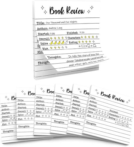 مراجعة الكتب المكونة من 6 عبوات Notepad Sticky Notes-300 ورقة منصات الملاحظات ذات النطاق الذاتي لعشاق الكتب ، ومجلات القراءة ، وهدايا نادي الكتب ، وسجل القراءة المدمجة للقراء ، والطلاب ، والمعلمين (أبيض) in Kuwait