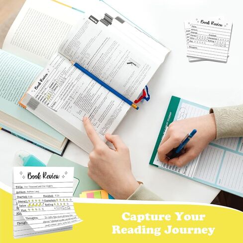 مراجعة الكتب المكونة من 6 عبوات Notepad Sticky Notes-300 ورقة منصات الملاحظات ذات النطاق الذاتي لعشاق الكتب ، ومجلات القراءة ، وهدايا نادي الكتب ، وسجل القراءة المدمجة للقراء ، والطلاب ، والمعلمين (أبيض) in Kuwait