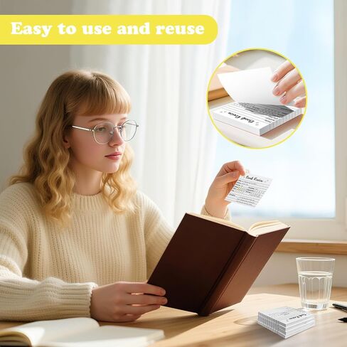مراجعة الكتب المكونة من 6 عبوات Notepad Sticky Notes-300 ورقة منصات الملاحظات ذات النطاق الذاتي لعشاق الكتب ، ومجلات القراءة ، وهدايا نادي الكتب ، وسجل القراءة المدمجة للقراء ، والطلاب ، والمعلمين (أبيض) in Kuwait