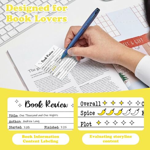 مراجعة الكتب المكونة من 6 عبوات Notepad Sticky Notes-300 ورقة منصات الملاحظات ذات النطاق الذاتي لعشاق الكتب ، ومجلات القراءة ، وهدايا نادي الكتب ، وسجل القراءة المدمجة للقراء ، والطلاب ، والمعلمين (أبيض) in Kuwait