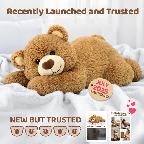 حيوانات محشوة مرجحة مع وسادة تسخين قابلة للميكروويف - 5 رطل قابلة للتعديل ، قابلة للتسخين وبني قابلة للبرودة للاسترخاء ، وسادة داخلية قابلة للإزالة ، هدية أفخم للأطفال والكبار (23 بوصة) in Kuwait