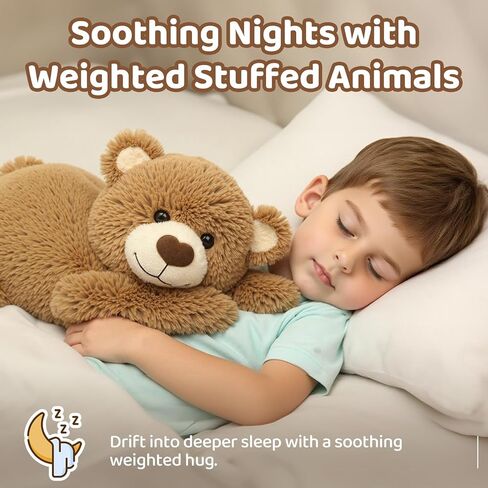 حيوانات محشوة مرجحة مع وسادة تسخين قابلة للميكروويف - 5 رطل قابلة للتعديل ، قابلة للتسخين وبني قابلة للبرودة للاسترخاء ، وسادة داخلية قابلة للإزالة ، هدية أفخم للأطفال والكبار (23 بوصة) in Kuwait