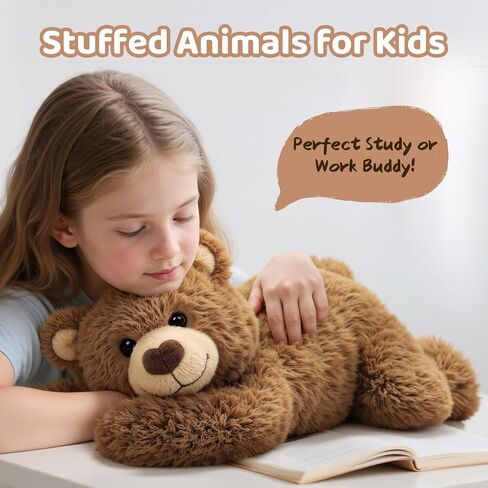 حيوانات محشوة مرجحة مع وسادة تسخين قابلة للميكروويف - 5 رطل قابلة للتعديل ، قابلة للتسخين وبني قابلة للبرودة للاسترخاء ، وسادة داخلية قابلة للإزالة ، هدية أفخم للأطفال والكبار (23 بوصة) in Kuwait