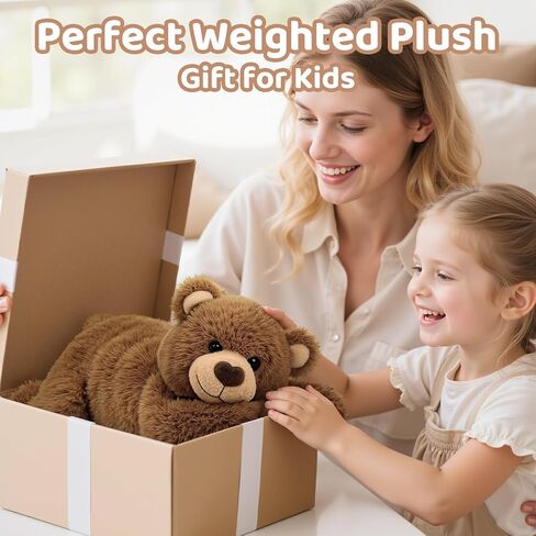 حيوانات محشوة مرجحة مع وسادة تسخين قابلة للميكروويف - 5 رطل قابلة للتعديل ، قابلة للتسخين وبني قابلة للبرودة للاسترخاء ، وسادة داخلية قابلة للإزالة ، هدية أفخم للأطفال والكبار (23 بوصة) in Kuwait