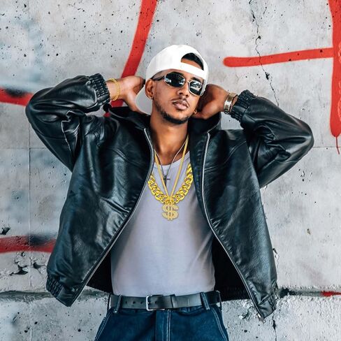 6 PCS Halloween Hip Hop Costume Rapper Outfit Kit Strasses Necklace Baseball Cap Bracelet للرجال in Kuwait