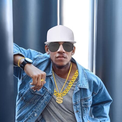 6 PCS Halloween Hip Hop Costume Rapper Outfit Kit Strasses Necklace Baseball Cap Bracelet للرجال in Kuwait