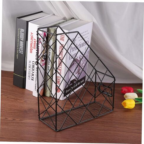 Cabilock 3PCS Iron Desktop Rackflesh Rack Portable Protable File File Complicizer للكتب والمجلات التخزين الأسود الأنيق لاستخدام المكتب المنزلي in Saudi Arabia