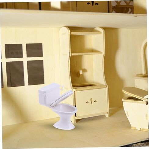 White Plastic Decoration 1:12 House Toilet House Bathroom Furniture Mini Toilet Decoration for House Decoration Accessories Dollhouse Furniture Cake Topper Bathroom Accessories in Saudi Arabia