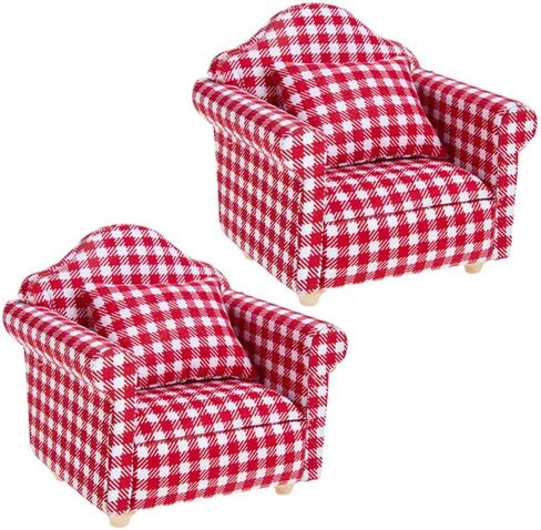 Garneck 2 Sets 1:12 Scale Mini Dollhouse Couch with Pillow: Tiny Stylish Single Sofa Chairs Micro Scene Decoration Dollhouse Furniture & Accessories Photo Props in Saudi Arabia