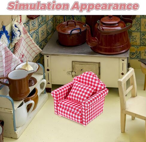 Garneck 2 Sets 1:12 Scale Mini Dollhouse Couch with Pillow: Tiny Stylish Single Sofa Chairs Micro Scene Decoration Dollhouse Furniture & Accessories Photo Props in Saudi Arabia