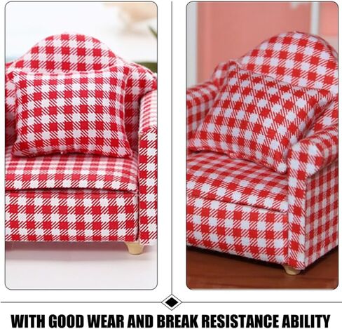 Garneck 2 Sets 1:12 Scale Mini Dollhouse Couch with Pillow: Tiny Stylish Single Sofa Chairs Micro Scene Decoration Dollhouse Furniture & Accessories Photo Props in Saudi Arabia