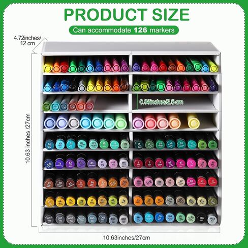 AmazingSpark 2 Pcs Marker Storage Organizer for 252 Markers Cardboard Art Paint Pen Rack Organizer to Store Paint Brushes Pens Color Pencils for Office Classroom Home Studio(White) in Saudi Arabia