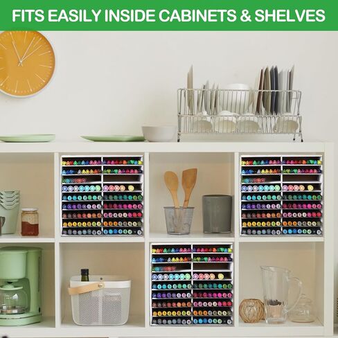 AmazingSpark 2 Pcs Marker Storage Organizer for 252 Markers Cardboard Art Paint Pen Rack Organizer to Store Paint Brushes Pens Color Pencils for Office Classroom Home Studio(White) in Saudi Arabia