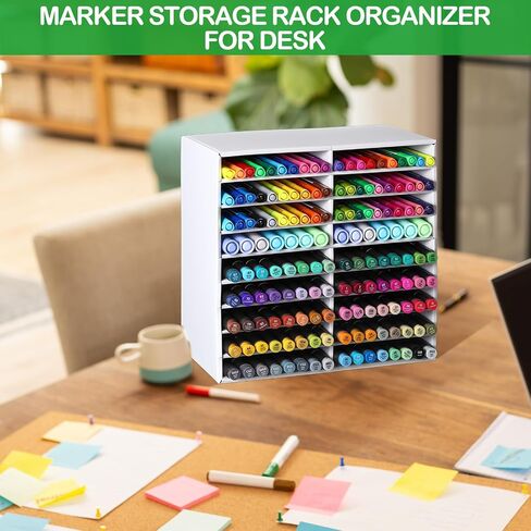 AmazingSpark 2 Pcs Marker Storage Organizer for 252 Markers Cardboard Art Paint Pen Rack Organizer to Store Paint Brushes Pens Color Pencils for Office Classroom Home Studio(White) in Saudi Arabia