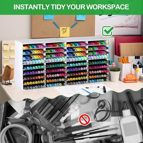 AmazingSpark 2 Pcs Marker Storage Organizer for 252 Markers Cardboard Art Paint Pen Rack Organizer to Store Paint Brushes Pens Color Pencils for Office Classroom Home Studio(White) in Saudi Arabia