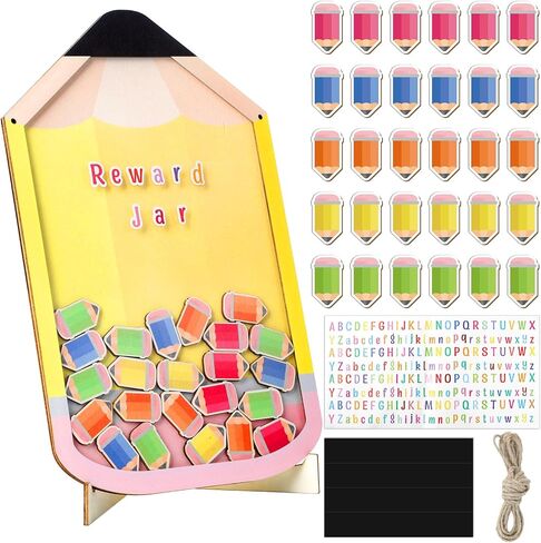 11.8" Pencil Magnetic Reward Jar for Kids 133Pcs Pencil Reward Jars Potty Training Chart with Letter Sticker Classroom Management Tools Incentive Behavior Chart for School Student Teacher Home Supply in Saudi Arabia