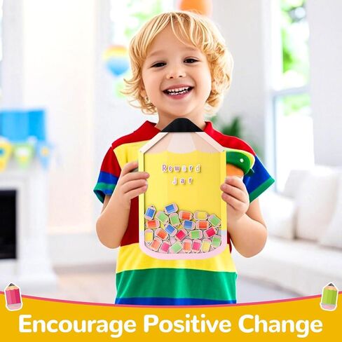 11.8" Pencil Magnetic Reward Jar for Kids 133Pcs Pencil Reward Jars Potty Training Chart with Letter Sticker Classroom Management Tools Incentive Behavior Chart for School Student Teacher Home Supply in Saudi Arabia