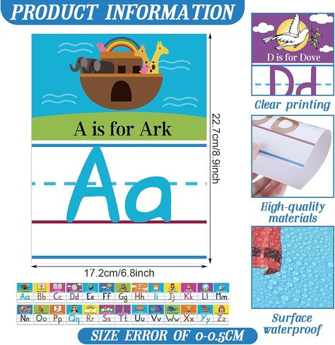 26 Pcs Bible Cards Christian Bible Alphabet Cards Religious Scripture Memory for Preschool Sunday School Home in Saudi Arabia