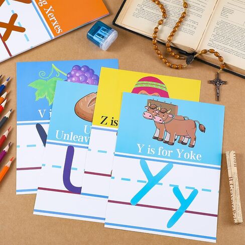 26 Pcs Bible Cards Christian Bible Alphabet Cards Religious Scripture Memory for Preschool Sunday School Home in Saudi Arabia