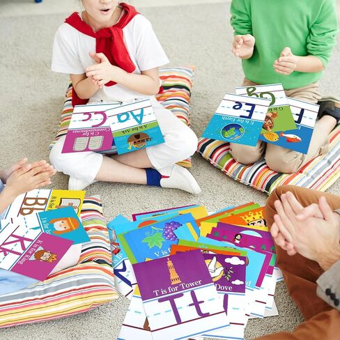 26 Pcs Bible Cards Christian Bible Alphabet Cards Religious Scripture Memory for Preschool Sunday School Home in Saudi Arabia