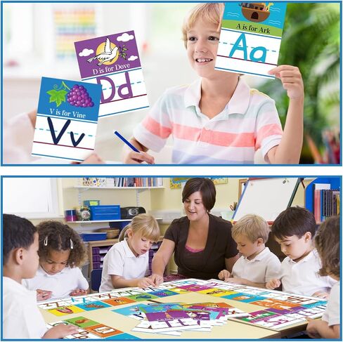 26 Pcs Bible Cards Christian Bible Alphabet Cards Religious Scripture Memory for Preschool Sunday School Home in Saudi Arabia