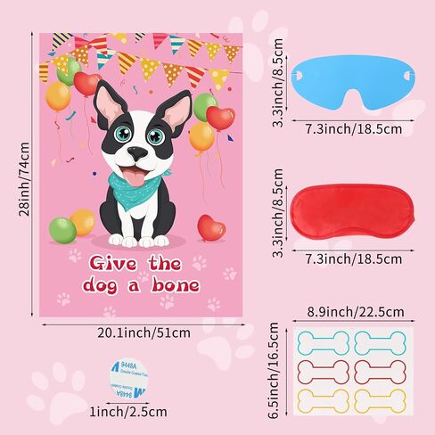 Hxezoc 48 Pieces Pin The Bone on The Dog Party Game - Large Poster for Kids Birthday, Carnival Party Supplies in Saudi Arabia
